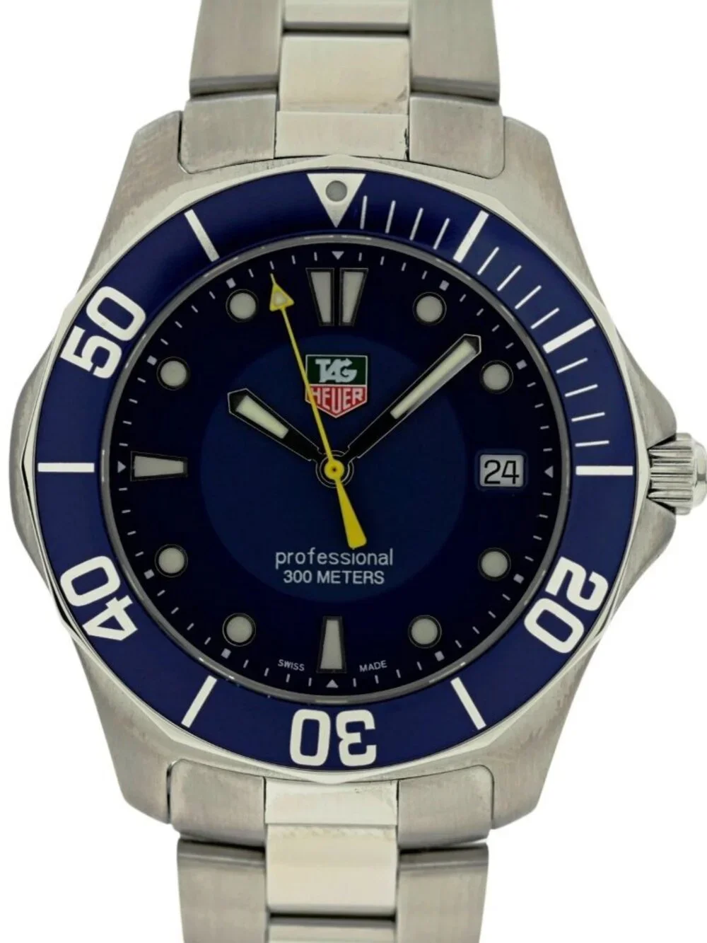 Men's 39mm Tag Heuer Aquaracer 300M Blue Dial Swiss Made SS Watch! Ref: WAB1112!
